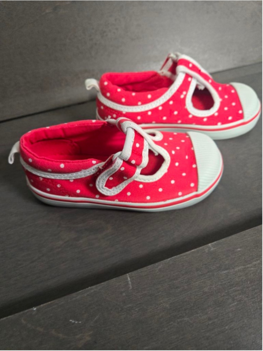 Baby Gymboree Red White Polka Dot Mary Jane Walker Shoes Size 7 - Picture 3 of 6